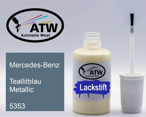 Mercedes-Benz, Teallitblau Metallic, 5353: 20ml Lackstift, von ATW Autoteile West.